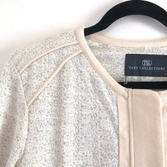 Tart Collections Jacket Shacket M Hale Boucle Tweed Terry Cloth Off White Pocket - Picture 4 of 10